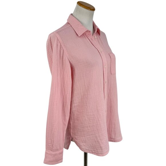 NWT J.Crew Pink Crinkle Gauze Cotton Coastal Granddaughter Button Down Top XS - Picture 7 of 16